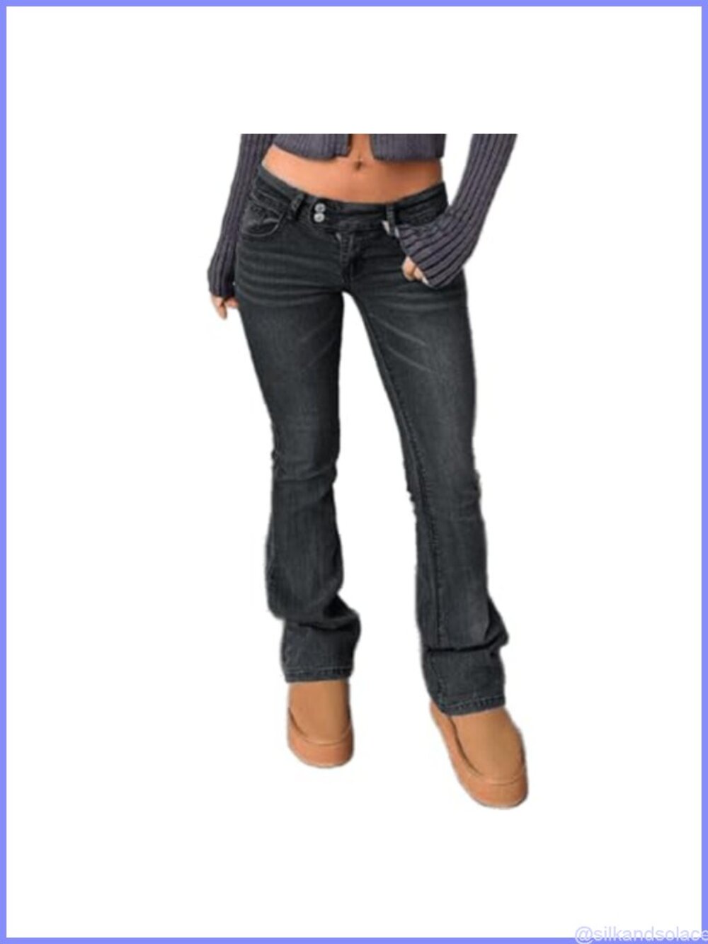 Women's Low Rise Stretch Bootcut Jeans Y2K Slim Fitted Flare Denim Pants Casual